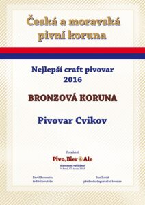 Diplom pivní koruny bronz Cvikov