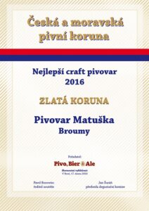 Diplom pivní koruny zlaté Matuška
